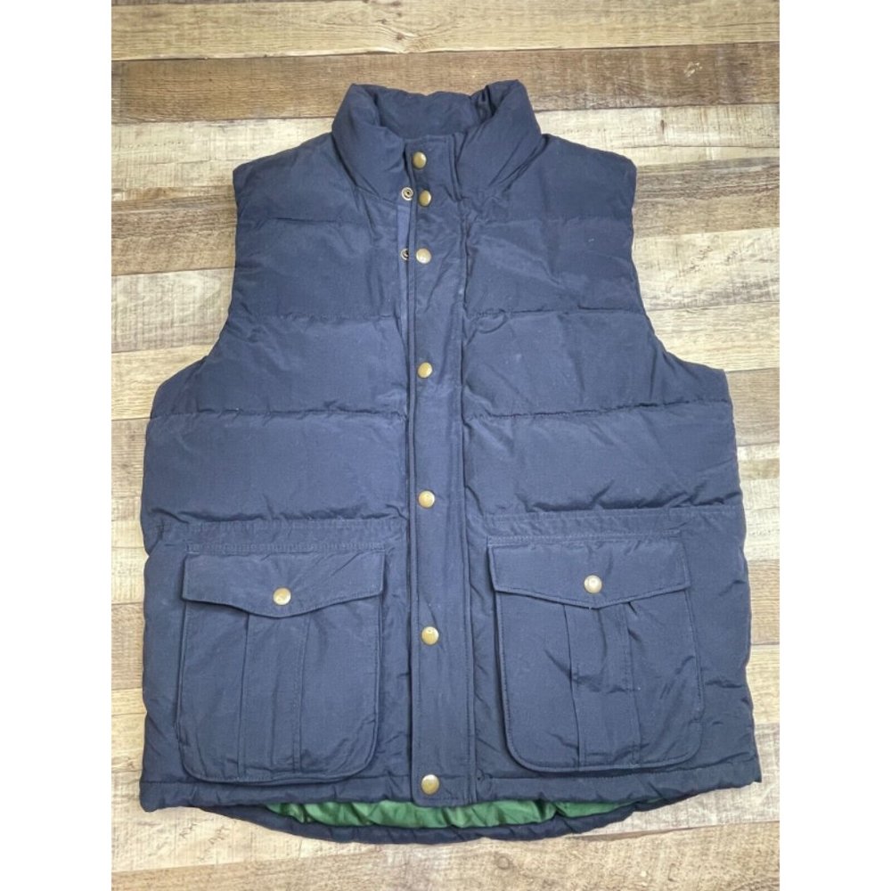 Gap Men L Full Zip Puffer Vest Blue Primaloft Insulated Padded Outdoor